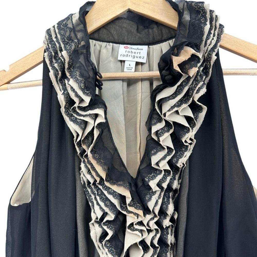 Robert Rodriguez Neiman Marcus Taget Collab Keyhole Ruffle Lace Peplum Blouse L